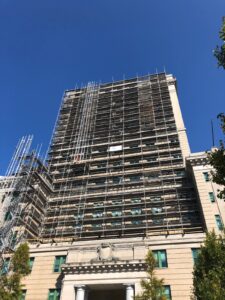 System scaffolding for a project on a historic courthouse.
