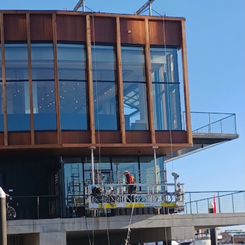 Swing stage scaffolding at Hell's Kitchen restaurant renovation
